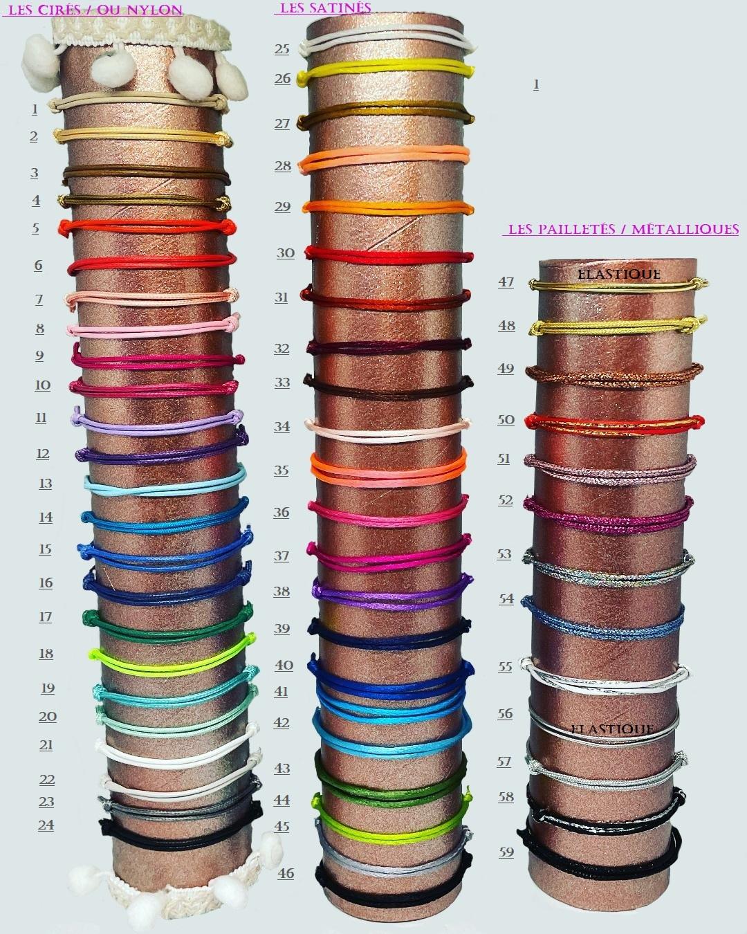 Bracelet ajustable mi-corde mi-chaîne ovale coeur