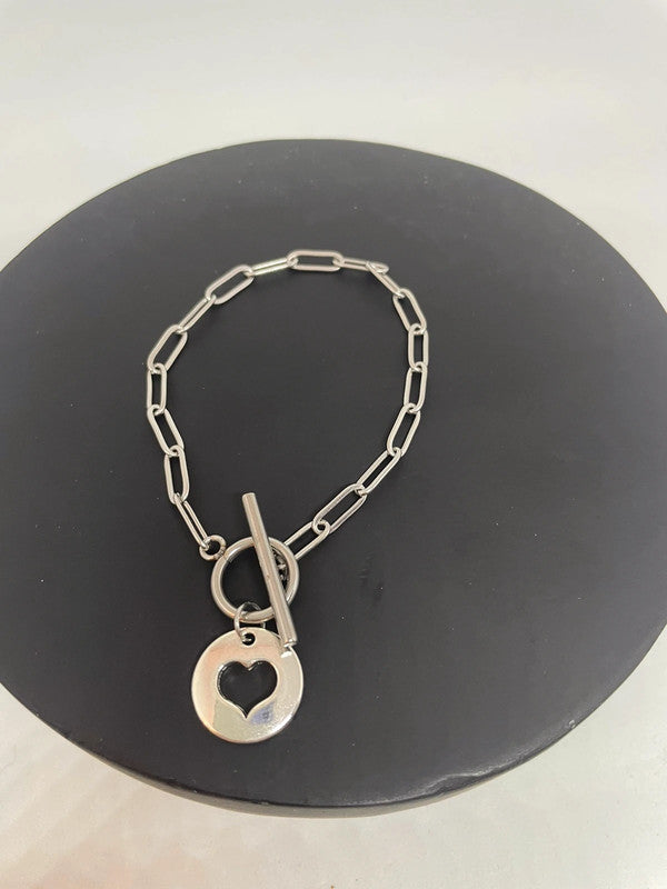 Bracelet chaîne maille longue coeur 2