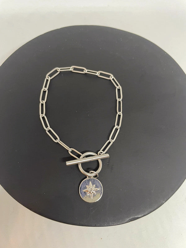 Bracelet chaîne maille longue points cardinaux petits