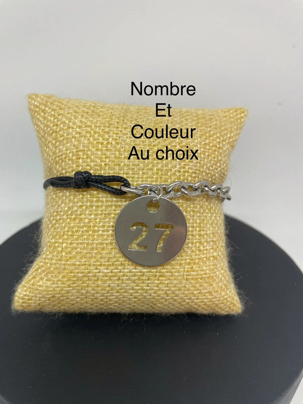 Bracelet mi-corde ajustable / mi-chaîne martelée nombre
