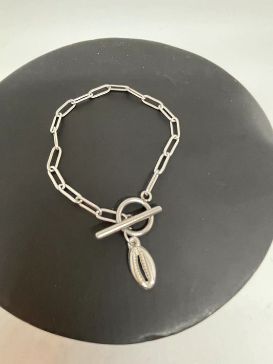 Bracelet chaîne maille longue coquillage