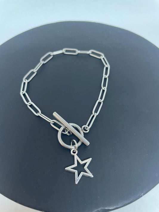 Bracelet chaîne maille longue étoile 2