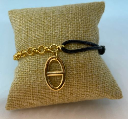 Bracelet ajustable mi-corde mi-chaîne maille marine