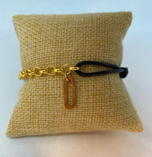 Bracelet ajustable mi-corde mi-chaîne Ovale lisse
